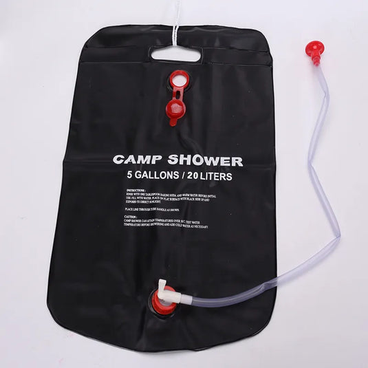 Foldable 20L Solar Shower Bag: Portable Outdoor Bath Water Bag for Camping, Sun Compact Heated Shower, Ideal for Scrubbing and Pool Accessories.