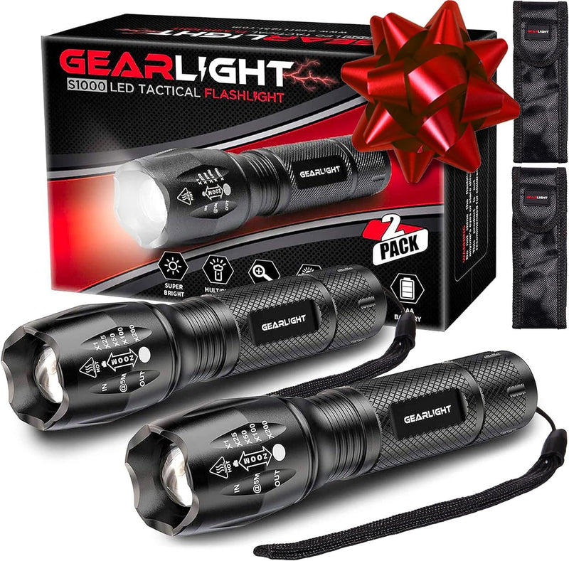 Load image into Gallery viewer, GearLight S1000 LED Flashlight 1040 Lumens (2 Pack) - 5 Modes - Zoomable Beam
