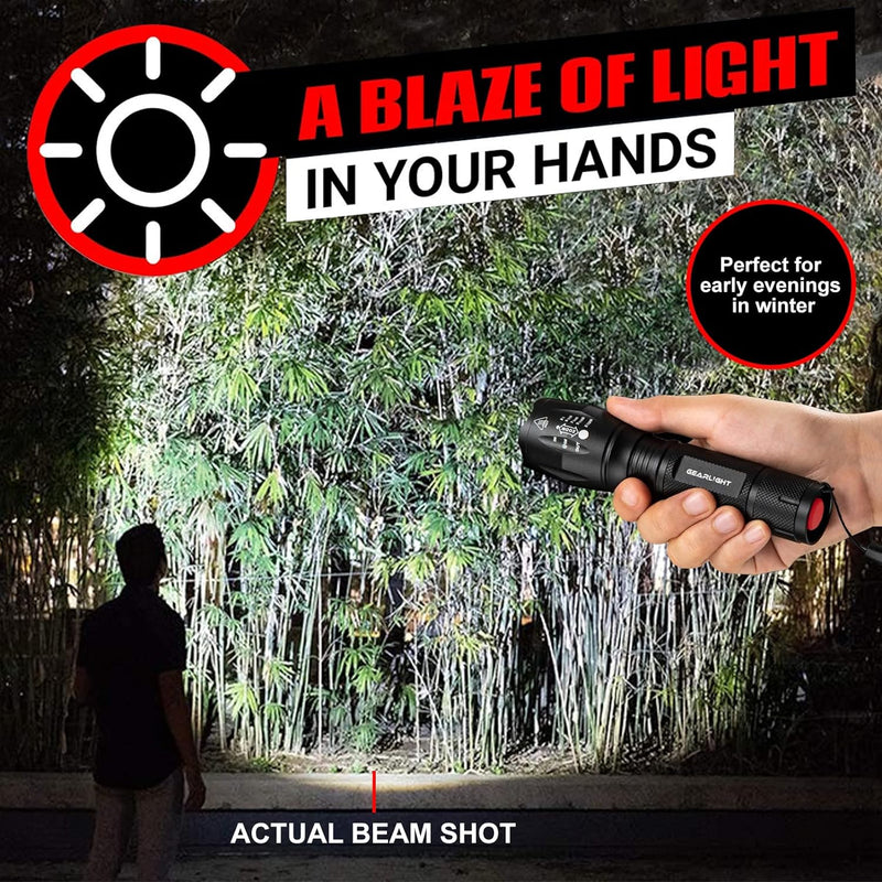 Load image into Gallery viewer, GearLight S1000 LED Flashlight 1040 Lumens (2 Pack) - 5 Modes - Zoomable Beam
