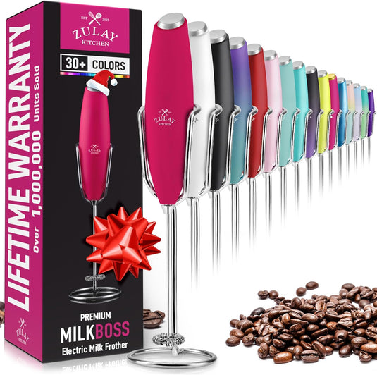 Zulay Ultra High-Speed Milk Frother with New Upgraded Stand - Compact Handheld Electric Mixer, Stainless Steel Whisk - Ideal for Coffee & More