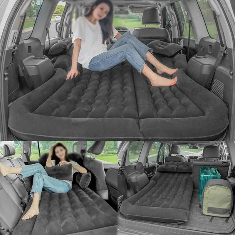Load image into Gallery viewer, Camping Is Easy® SUV Air Mattress Thickened and Double-Sided Flocking Travel Camping Bed with 2 Pillows &amp; Electric Pump Dedicated Mobile Cushion Inflatable Bed for SUV Trunk and Rear Seat
