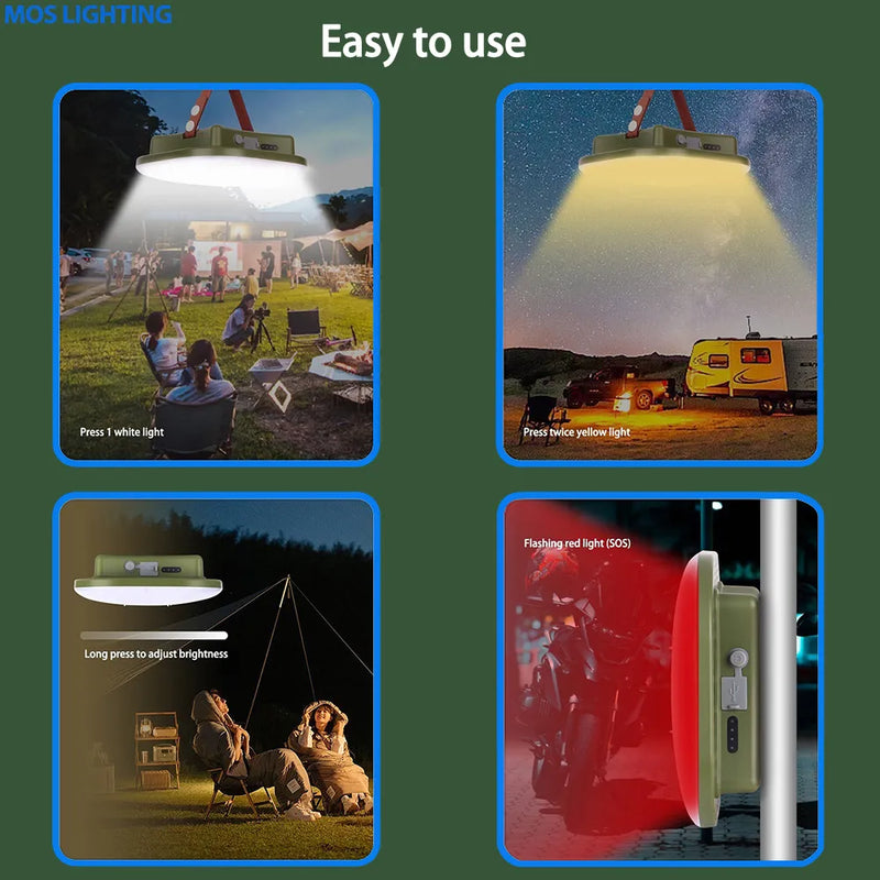 Load image into Gallery viewer, Enhanced 15600mAh Rechargeable LED Camping Light: Powerful Illumination with Zoom, Magnetic Base, and Portable Design for Tents, Work and Maintenance
