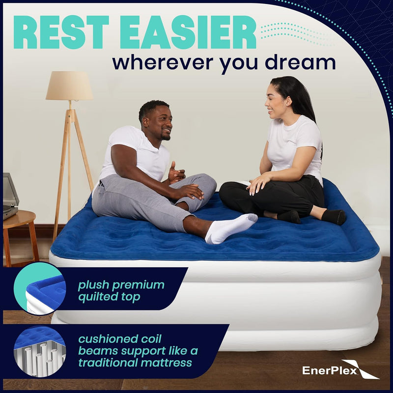 Load image into Gallery viewer, EnerPlex Air Mattress with Built-in Pump - Double Height Inflatable Mattress for Camping, Home &amp; Portable Travel - Easy to Inflate/Quick Set UP
