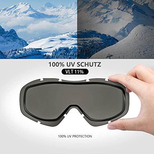 Load image into Gallery viewer, OutdoorMaster OTG Ski Goggles - Over Glasses Ski/Snowboard Goggles for Men, Women &amp; Youth - 100% UV Protection (Black Frame + VLT 10% Grey Lens with REVO Silver)

