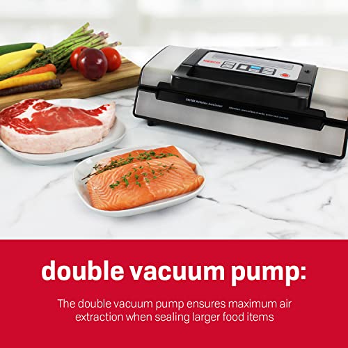 Nesco Deluxe Food VS-12 Vacuum Sealer, 130 Watts, Kit Bags & Viewing Lid, Compact, Silver