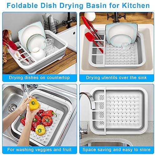 Collapsible & Portable Dish Drying Rack - Dish Drainers for Kitchen Counter, Kitchen Sink, Camping, RV