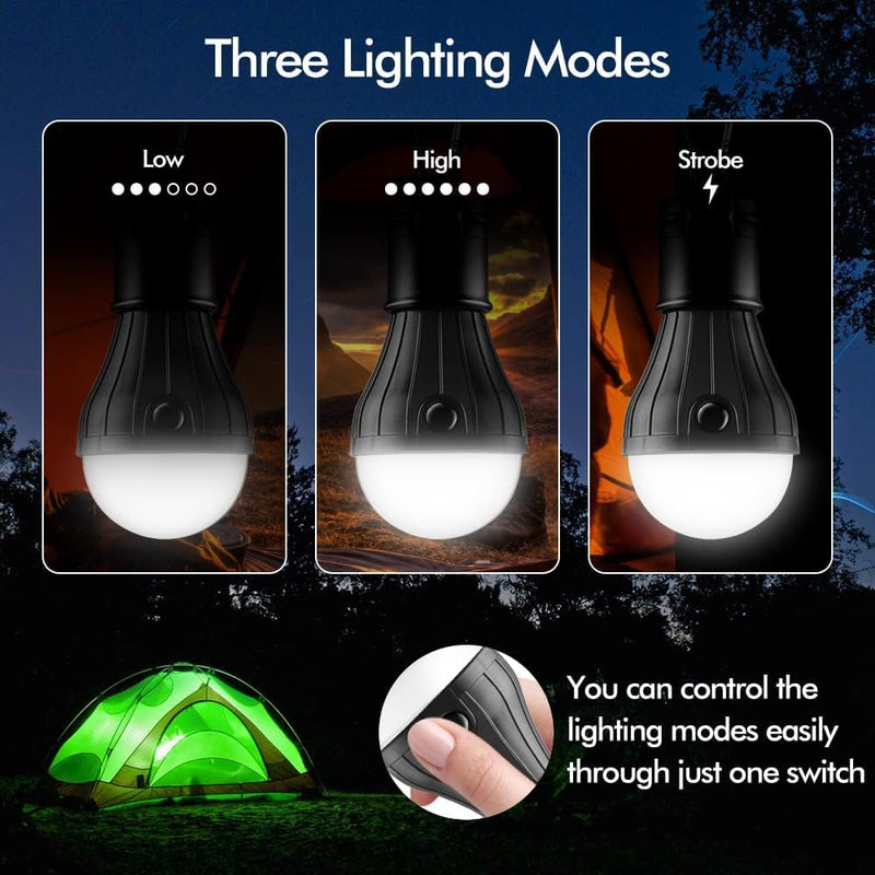 Load image into Gallery viewer, Tent Lamp Portable LED Tent Light 4 Packs Hook Hurricane Emergency Lights LED Camping Light Bulb Camping Tent Lantern Bulb Camping Equipment for Camping Hiking Backpacking Fishing Outage
