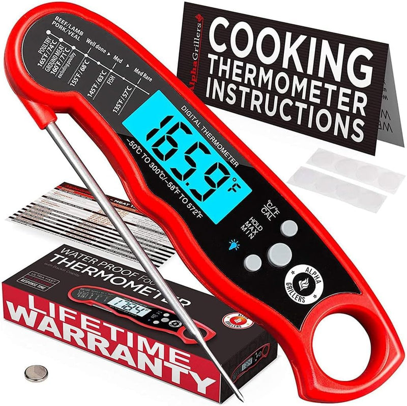 Load image into Gallery viewer, Alpha Grillers Instant Read Meat Thermometer for Grill and Cooking. Best Waterproof Ultra Fast Thermometer with Backlight &amp; Calibration. Digital Food Probe for Kitchen, Outdoor Grilling and BBQ!

