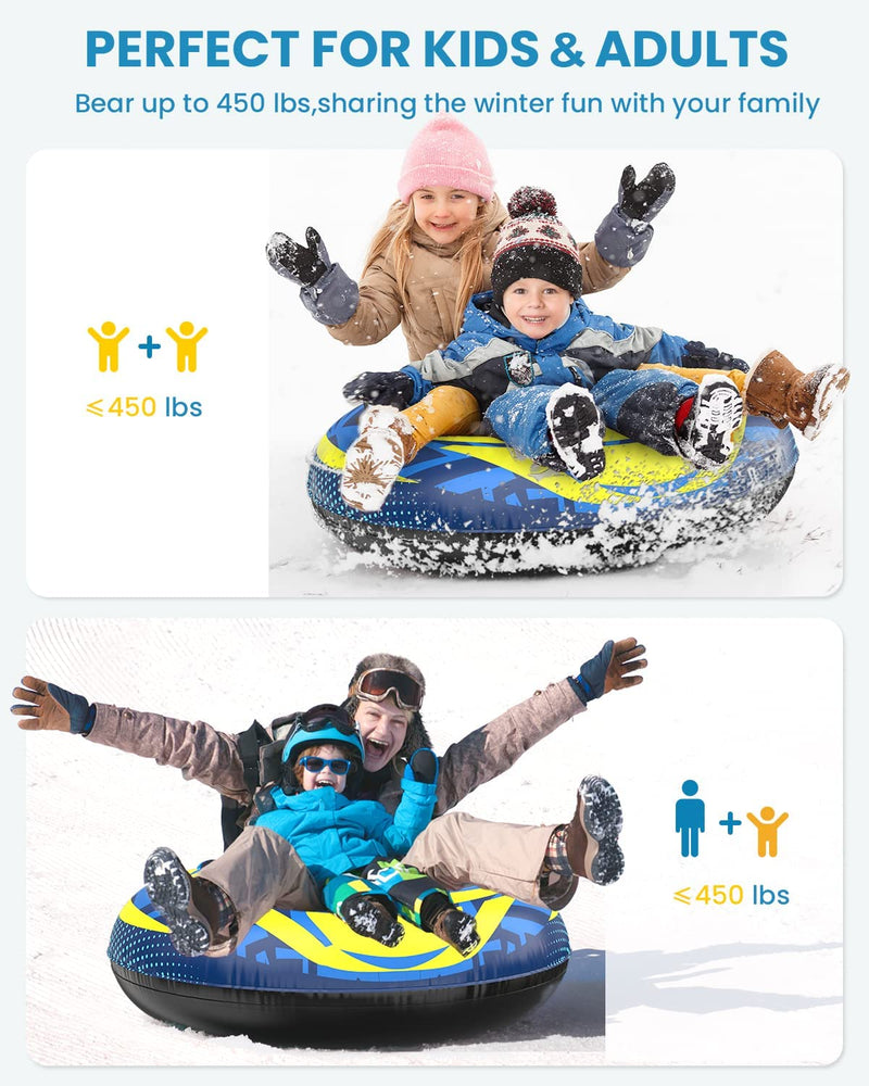 Load image into Gallery viewer, Snow Tube for Kids and Adults, Inflatable Sledding Heavy Duty Thicken Bottom Fast and Durable, Winter Fun Toys for 3-5 4-8 Children Boys Gift Outdoor Snow Games
