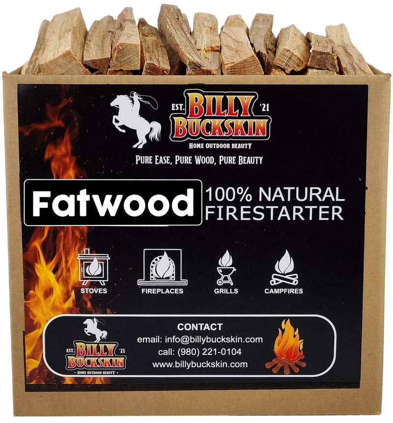 Load image into Gallery viewer, Billy Buckskin 10 lbs. Fatwood Fire Starter Sticks Camping Essentials | Great Fire Logs and Fire Starters for Campfires, Wood Stoves, Fireplaces, Bonfires | Start a Fire with 2 Sticks | 10 lb Box
