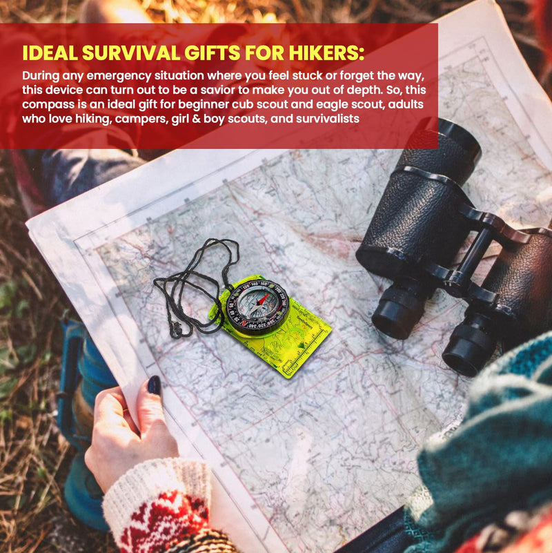 Load image into Gallery viewer, Orienteering Compass Hiking Backpacking Compass | Advanced Scout Compass Camping Navigation - Boy Scout Compass for Kids | Professional Field Compass for Map Reading - Best TurnOnSport Survival Gifts
