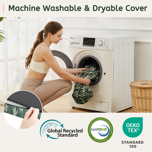 HomeMate CertiPUR-US Memory Foam Camping Mattress Pad Portable Roll Up for Adults Sleeping Mat Cot Car Tent Floor Removable Waterproof Cover Travel Bag Guest Bed, Orange, Single/75“*30''*3“