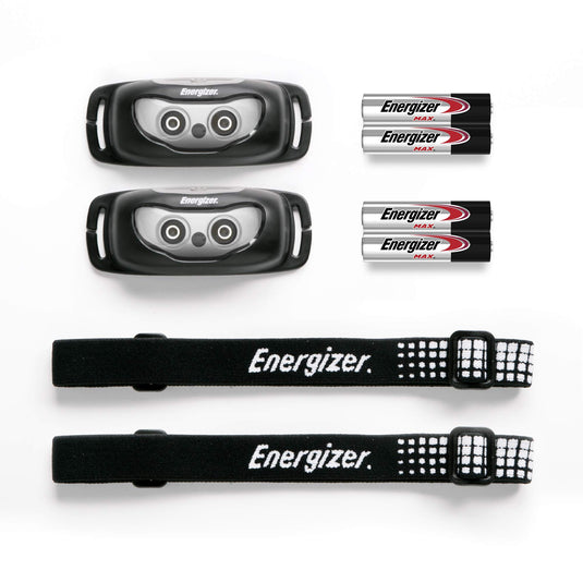 Energizer LED Headlamp (2-Pack) Universal+, IPX4 Water Resistant Headlamps, High-Performance Head Light for Outdoors, Camping, Running, Storm, Survival, (Batteries Included)