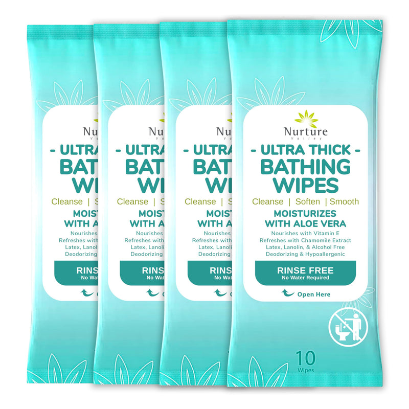 Load image into Gallery viewer, Nurture XL Ultra Thick Body Wipes for Adults w/Aloe | 40 Extra Large Disposable Cloth Wet Cleansing No Rinse Bathing Washcloths, Waterless Shower | Bath Wipe for Women, Men &amp; Elderly
