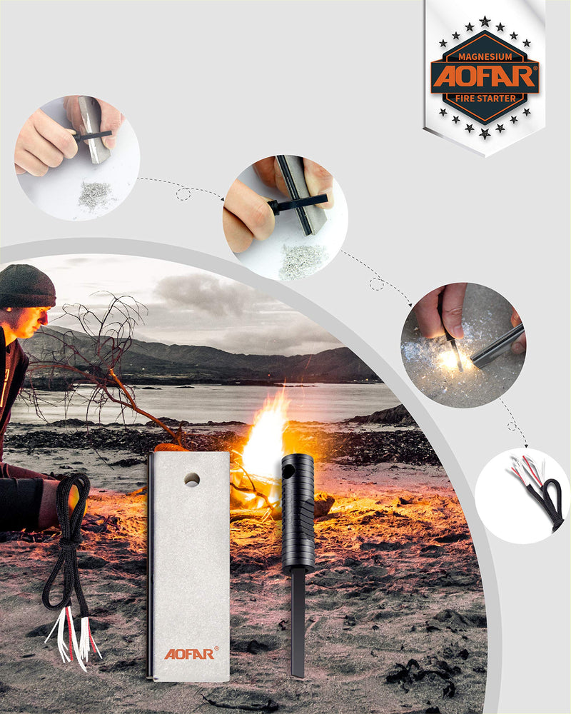 Load image into Gallery viewer, AOFAR Magnesium Fire Starter AF-374 (2-Pack) Waterproof Fire Steel Pouch for Camping, Hiking, Hunting, Backpacking,Outdoor Survival fire Striker kit
