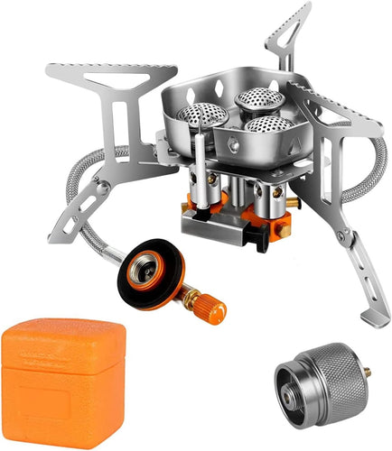 High-Power 3 Burner Portable Gas Stove: Windproof Burner for Camping, Picnics, and Survival