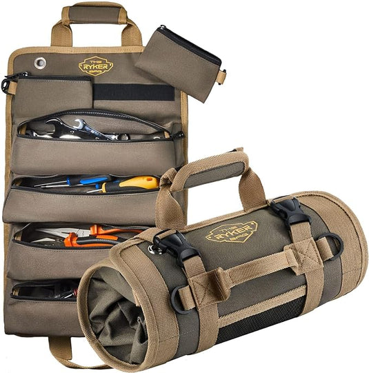 Ryker Bag Tool Organizers - Small Tool Bag W/Detachable Pouches, Heavy Duty Roll Up Tool Bag Organizer - 6 Tool Pouches