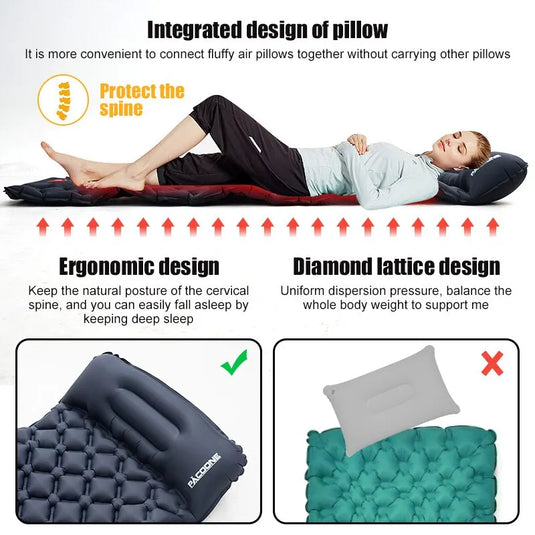 Ultralight Camping Air Mattress with Built-In Pump and Pillow