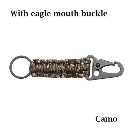 Outdoor Keychain Ring with Carabiner, Paracord Cord, Survival Tools, & Built-in Bottle Opener