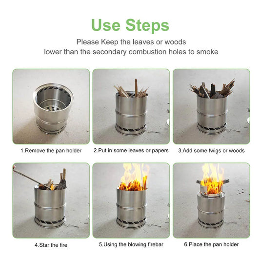Portable Wood-Burning Stainless Steel Stove For Lightweight Camping & Hiking