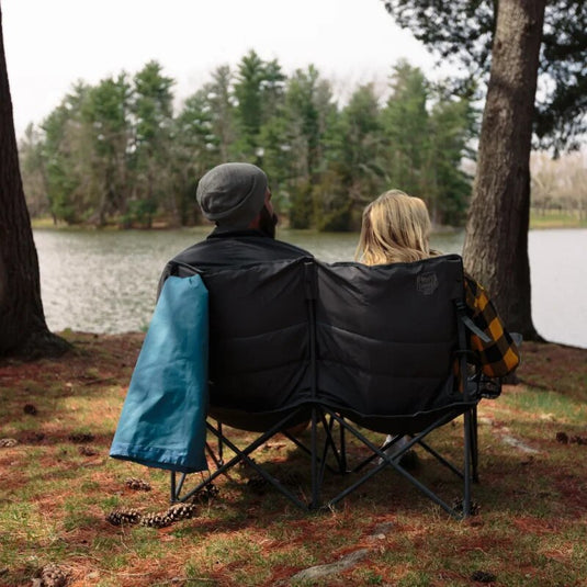 Timber Ridge Spruce Duo Loveseat Camping Chair Blue Outdoor Bench, Ideal for Patio Furniture and Beach Relaxation