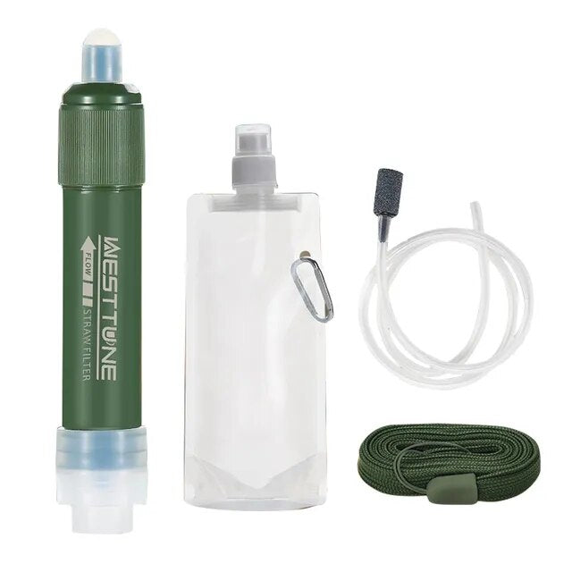 Load image into Gallery viewer, Westtune Mini Water Purification Straw: Essential Camping and Emergency Water Filter with TUP Carbon Fiber Bag
