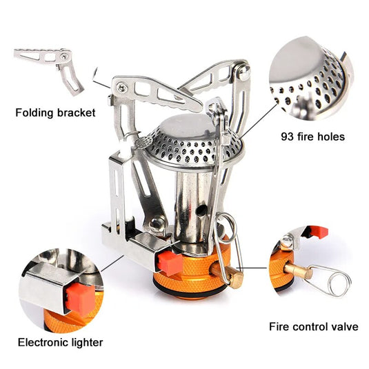 High-Power Single Burner Portable Gas Stove: Windproof Burner for Camping, Picnics, and Survival