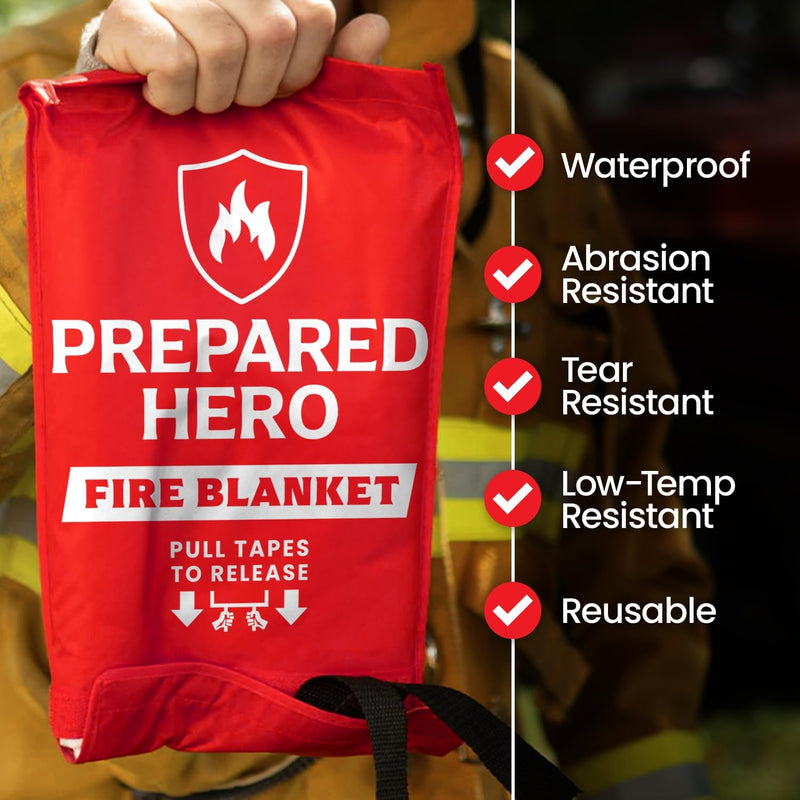 Load image into Gallery viewer, Prepared Hero Emergency Fire Blanket - Fire Suppression Blanket for Kitchen, 40” x 40” Fire Blanket for Home, Fiberglass Fire Blanket
