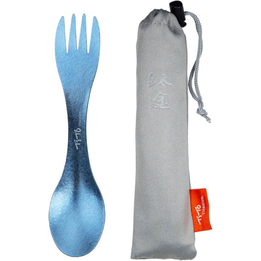 TiTo Titanium 2-in-1 Spork Spoon: Ultralight Portable Cookware for Camping, Hiking, and Picnic Adventures