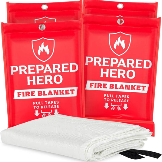 Prepared Hero Emergency Fire Blanket - Fire Suppression Blanket for Kitchen, 40” x 40” Fire Blanket for Home, Fiberglass Fire Blanket