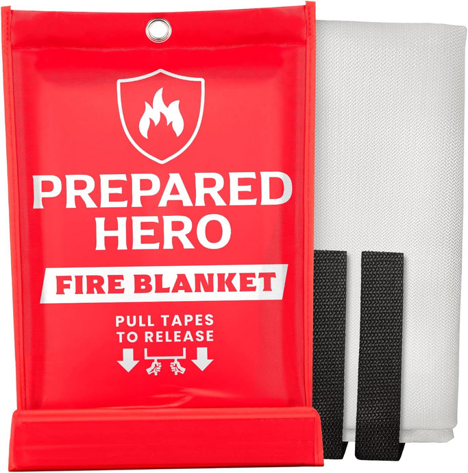 Prepared Hero Emergency Fire Blanket - Fire Suppression Blanket for Kitchen, 40” x 40” Fire Blanket for Home, Fiberglass Fire Blanket