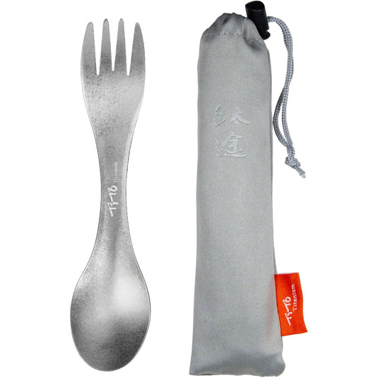 TiTo Titanium 2-in-1 Spork Spoon: Ultralight Portable Cookware for Camping, Hiking, and Picnic Adventures