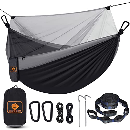 Load image into Gallery viewer, Qevooon Camping Hammock with Net,Travel Portable Lightweight Hammocks with Tree Straps and Solid D-Shape Carabiners,Parachute Nylon Hammock for Outsides Backpacking Beach Backyard Patio Hiking
