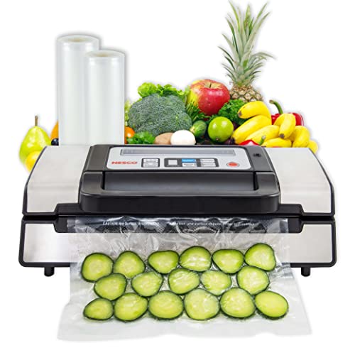 Load image into Gallery viewer, Nesco Deluxe Food VS-12 Vacuum Sealer, 130 Watts, Kit Bags &amp; Viewing Lid, Compact, Silver
