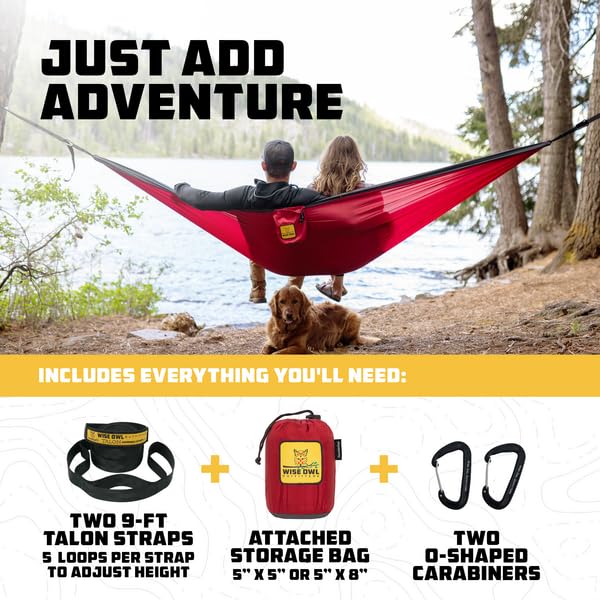 Load image into Gallery viewer, Wise Owl Outfitters Camping Hammock - Camping Essentials, Portable Hammock w/Tree Straps, Single or Double Hammock for Outside, Hiking, and Travel
