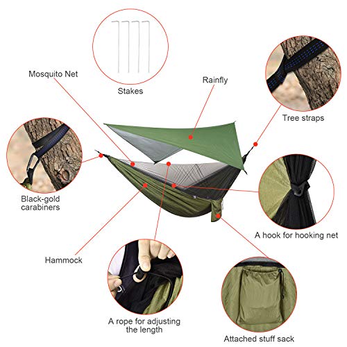 Mosquito Net Hammock Tarp 2-in-1 Camping Hammock With Mosquito Net