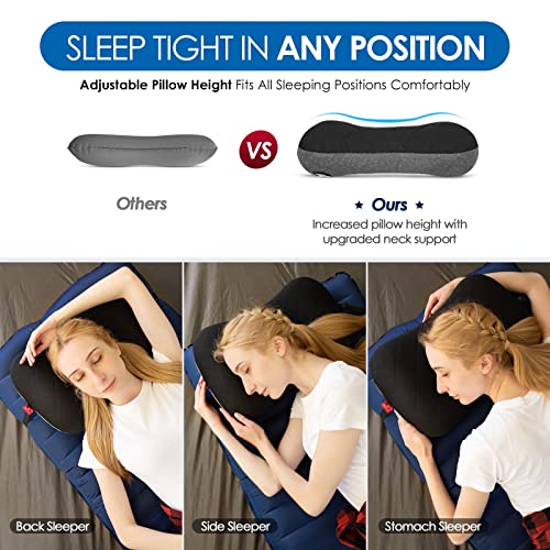 Load image into Gallery viewer, Hikenture Camping Pillow with Removable Cover - Ultralight Inflatable Pillow for Neck Lumbar Support - Upgrade Backpacking Pillow - Washable Travel Air Pillows for Camping, Hiking, Backpacking (Black)
