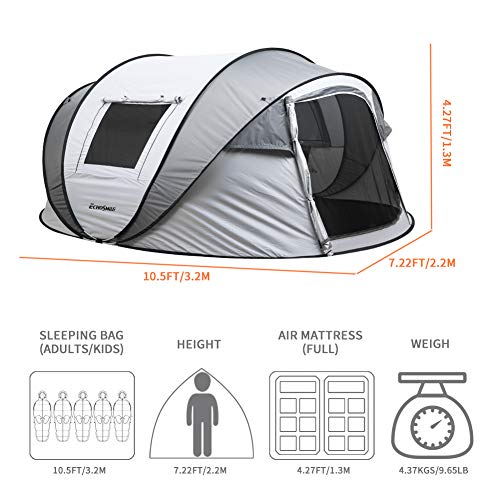 EchoSmile Instant Tent for Camping, 6 Person Pop Up Tent, Water Resistant Dome Tent, Easy Setup for Camping Hiking and Outdoor, Portable Tent with Carry Bag, for 3 Seasons