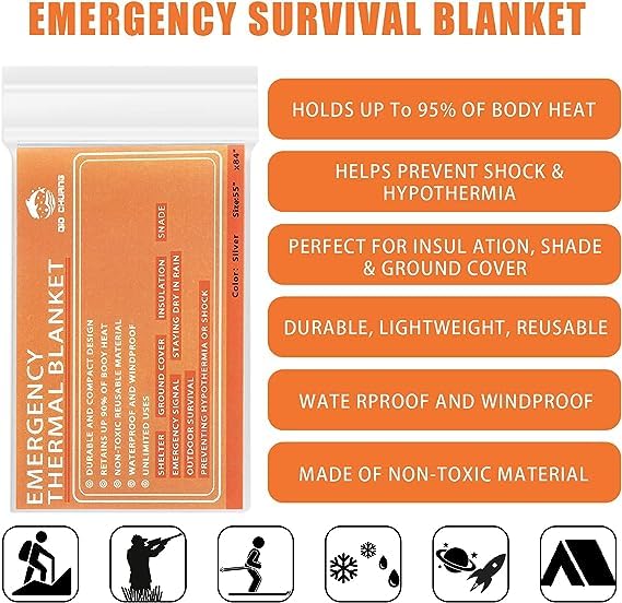 Load image into Gallery viewer, QIO CHUANG Emergency Mylar Thermal Blankets -Space Blanket Survival kit Camping Blanket (4-Pack). Perfect for Outdoors, Hiking, Survival, Bug Out Bag ，Marathons or First Aid 1
