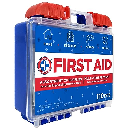Load image into Gallery viewer, Be Smart Get Prepared 110 pc First Aid Kit: Clean, Treat, Protect Minor Cuts, Home, Office, Car, School, Business, Travel, Emergency, Outdoor, Camping &amp; Sports, FSA/HSA (Packaging may vary)
