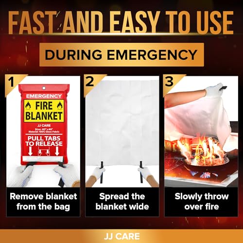 Load image into Gallery viewer, JJ Care Fire Blanket – 5 Packs with Hooks – Emergency Fire Blanket for Home &amp; Kitchen, High Heat Resistant Fire Suppression Blankets for Home Safety, Kitchen, and Camping

