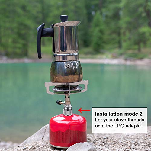 Camping Is Easy® Camping Stove Adapter - 1 Lb Propane Small Tank Input EN417 Lindal Valve Output Outdoor Cylinder LPG Canister Adapter