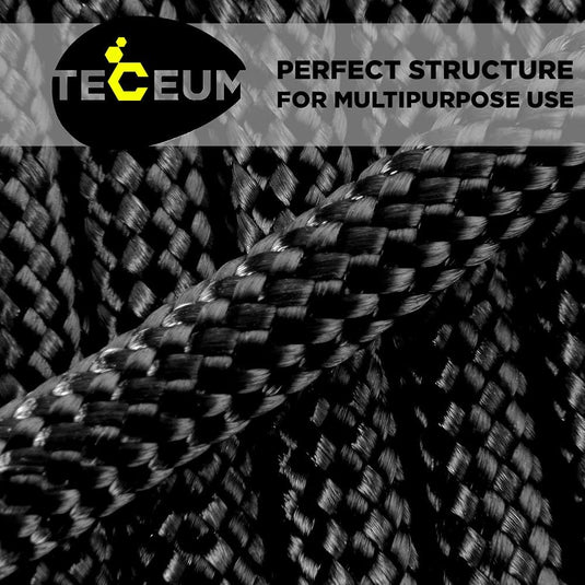 TECEUM Paracord Type III 550 Black - 4mm – Tactical Rope MIL-SPEC – Camping, Hiking, Fishing, Survival