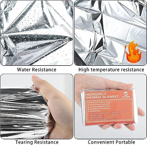 Load image into Gallery viewer, QIO CHUANG Emergency Mylar Thermal Blankets -Space Blanket Survival kit Camping Blanket (4-Pack). Perfect for Outdoors, Hiking, Survival, Bug Out Bag ，Marathons or First Aid 1
