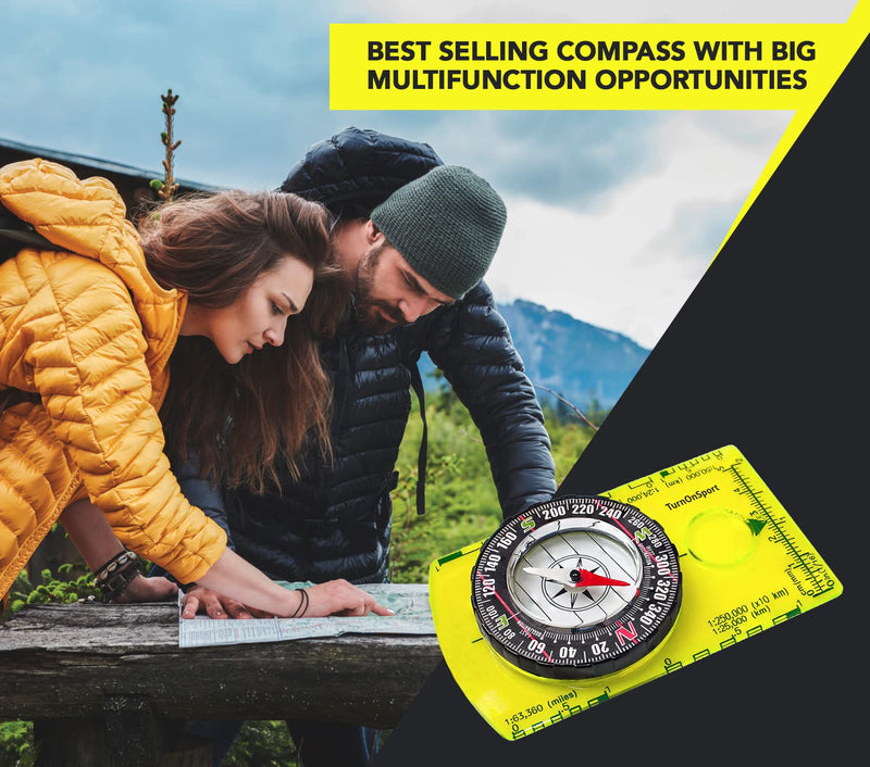 Load image into Gallery viewer, Orienteering Compass Hiking Backpacking Compass | Advanced Scout Compass Camping Navigation - Boy Scout Compass for Kids | Professional Field Compass for Map Reading - Best TurnOnSport Survival Gifts
