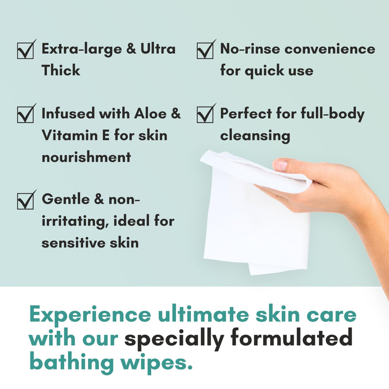 Load image into Gallery viewer, Nurture XL Ultra Thick Body Wipes for Adults w/Aloe | 40 Extra Large Disposable Cloth Wet Cleansing No Rinse Bathing Washcloths, Waterless Shower | Bath Wipe for Women, Men &amp; Elderly
