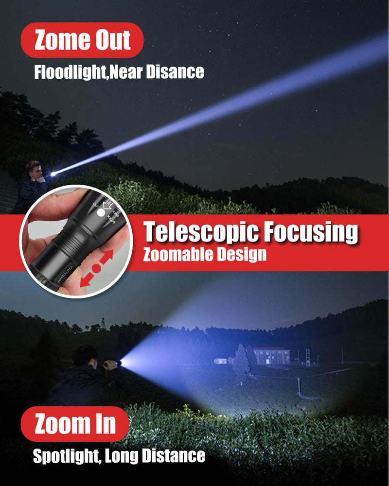 Load image into Gallery viewer, Victoper LED Tactical Flashlight 2-Pack - 2000 Lumens, 5 Modes, Zoomable &amp; Waterproof, Ideal for Outdoors
