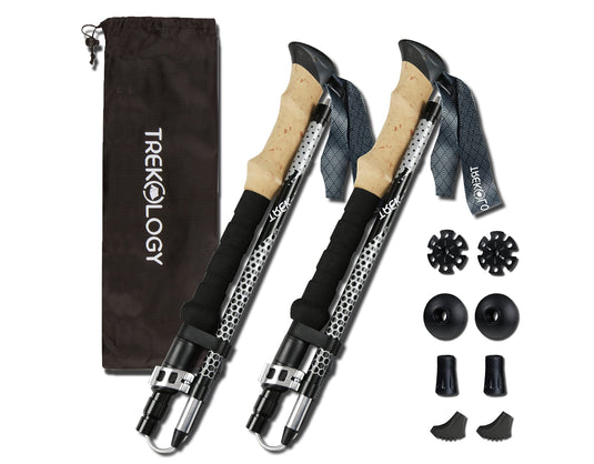 Cascade Mountain Tech 100% Carbon Fiber Adjustable Lightweight Trekking  Poles with Cork Grip and Quick Lock for Hiking, Walking and Running in all  Terrains 