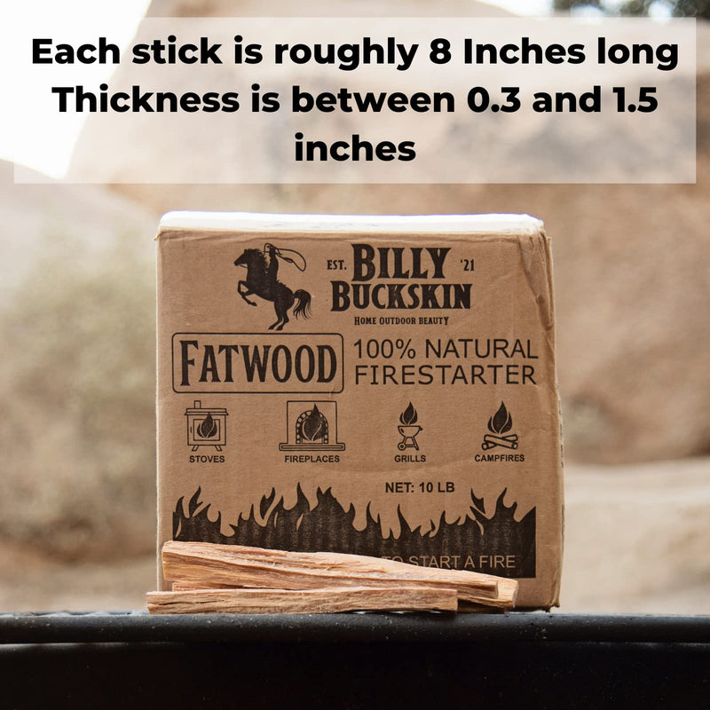 Load image into Gallery viewer, Billy Buckskin 10 lbs. Fatwood Fire Starter Sticks Camping Essentials | Great Fire Logs and Fire Starters for Campfires, Wood Stoves, Fireplaces, Bonfires | Start a Fire with 2 Sticks | 10 lb Box
