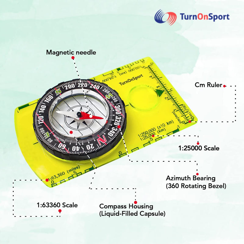 Load image into Gallery viewer, Orienteering Compass Hiking Backpacking Compass | Advanced Scout Compass Camping Navigation - Boy Scout Compass for Kids | Professional Field Compass for Map Reading - Best TurnOnSport Survival Gifts
